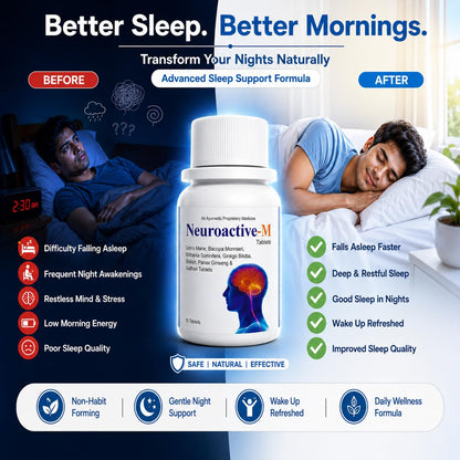 Neuroactive-M Supports Brain Health, Focus, Memory Booster for Adolescent, Students & Adults, Mental Clarity, Sleep Disorder, Depression and Anxiety, Dementia, Nervous Injury, Post Stroke 15 tablets
