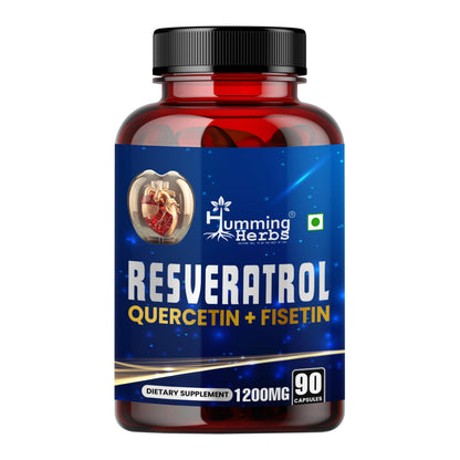 Humming Herbs Resveratrol Supplement 1200mg – 5-in-1 Formula with Quercetin, Fisetin, Spermidine & Vitamin D3 – 90 Capsules