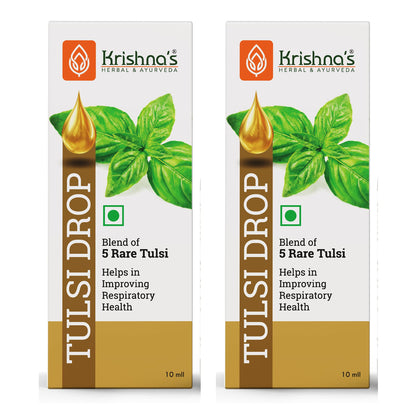 Krishna's Tulsi Drops- Concentrated Drops of 5 Rare Tulsi for Natural Immunity Boosting 10 ml | No Added Preservatives - Pack of 2
