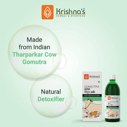 Krishna's Gomutra Ark | Natural detoxifier| 100% Pure & Natural Go Ark| Indian Tharparakar Gomutra | Sugar free Juice with No Added Color or Flavour - 1000 ml (Pack of 2)