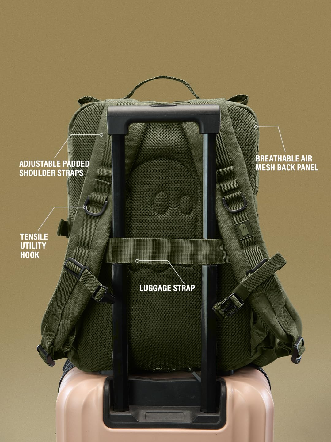 The Souled Store Top Gun Maverick 40 L Convertible Backpack – Green Unisex Utility Daypack with Laptop Sleeve & Travel-Ready Design