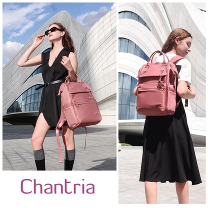 Chantria Laptop Backpack for Women 15.6-inch Work Office Backpack 13L Capacity Laptop Bag College Bookbag Water-resistant Casual Backpack for Travel (Nostalgia Rose)