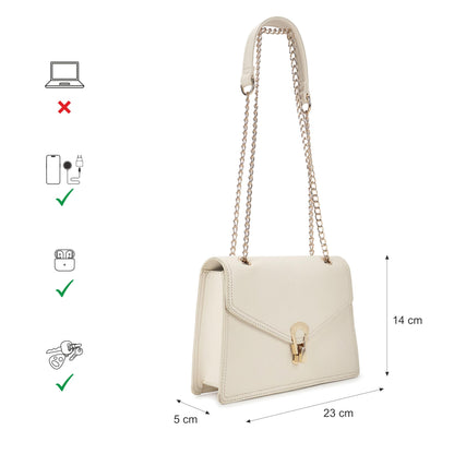 Fastrack Casual Sling Bag with Lock Closure for Girls, Medium Size with Internal Organiser, Handheld Design and Metal Chain Sling