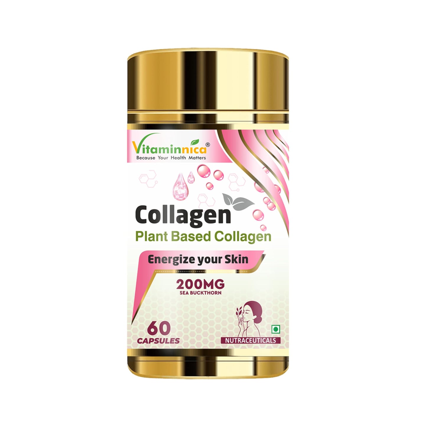 Vitaminnica Plant Based Collagen - Skin, Hair, Nails, Bones & Joints - 60 Capsules