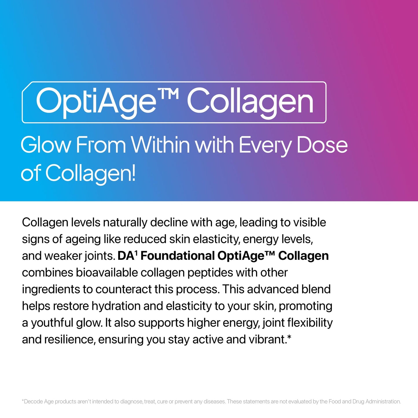Decode Age OptiAge Collagen Supplement | Supports Hair, Skin, Bone and Joint Health | 75 gm, 14 Servings