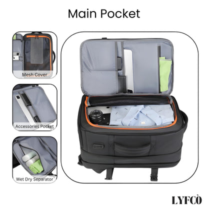 LYFCO Expandable Travel Backpack - Black | For Men & Women | Large Capacity Laptop Bag | Waterproof Oxford Fabric | Shoe Compartment, Wet-Dry Separation & USB Charging | Business & Travel Backpack