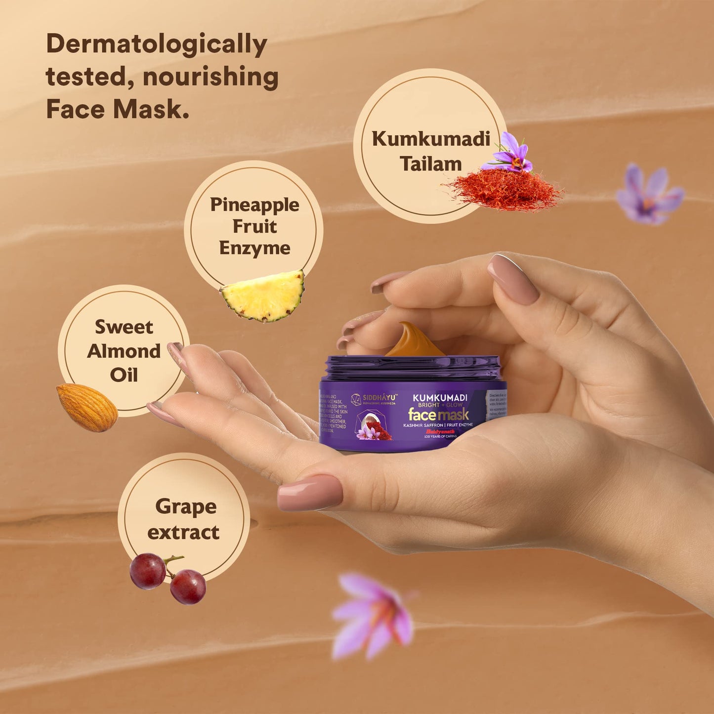 Siddhayu Kumkumadi Bright + Glow Face Mask (From the house of Baidyanath) Glowing Skin For Women/Men - 50 Gm