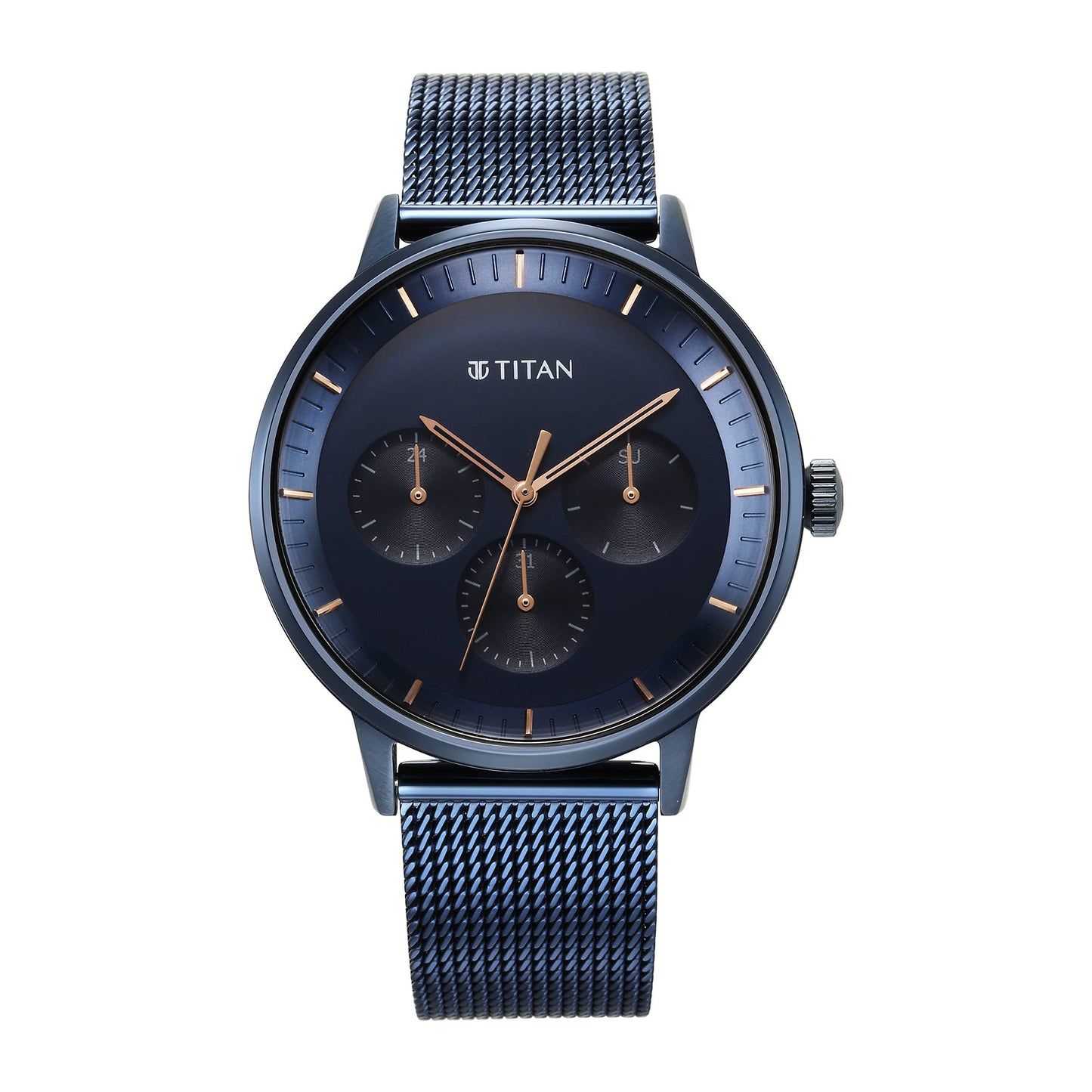 Titan Modern Classics Blue Dial Quartz Multifunction Stainless Steel Strap Watch