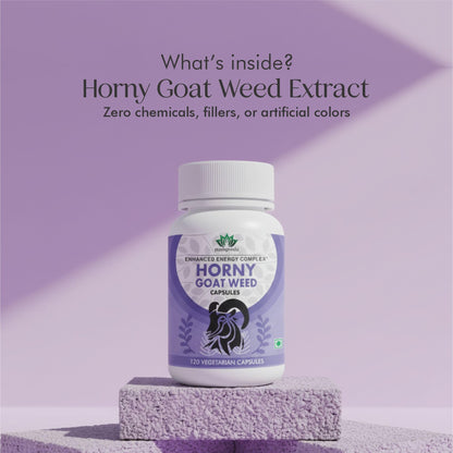 Pushpveda Horny Goat Weed Root Extract Capsules | Vegetarian Herbal Supplement for Men & Women | Supports Stamina, Energy, Endurance & Daily Vitality | Natural Wellness Formula | 120 Veg Capsules