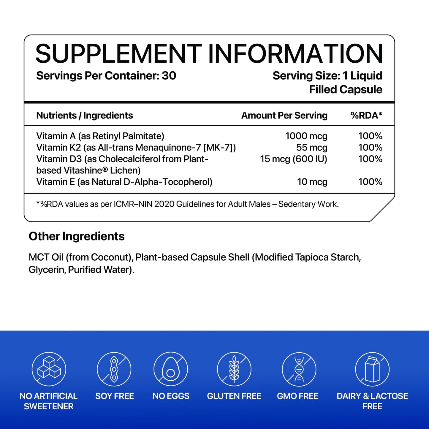 Decode Age DAKE 600 IU Multivitamin | Plant-Based Lichen D3, K2 (MK-7), A & E | Supports Bone, Vision, Immunity & Skin Health | With MCT Oil for Enhanced Absorption | (1, 30 Capsules)