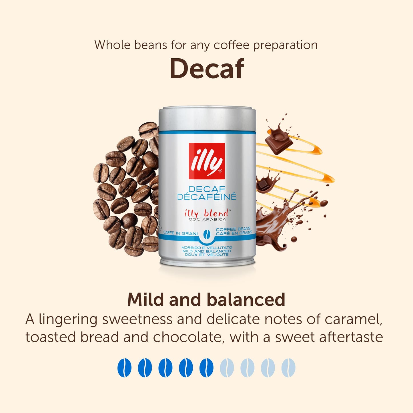 Illy Decaffeinated Coffee Beans, 250g Tin