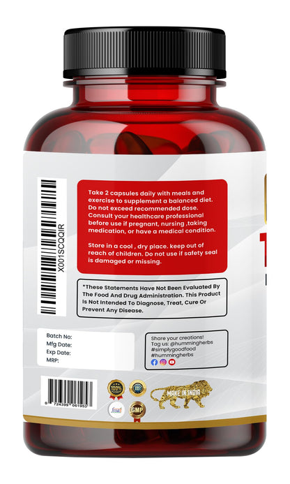 Humming Herbs Tongkat Ali Eurycoma Longifolia 6-in-1 Blend with Korean Ginseng, Horny Goat Weed, L-Arginine, Black Pepper Powder, and Beet Root for Men's Health