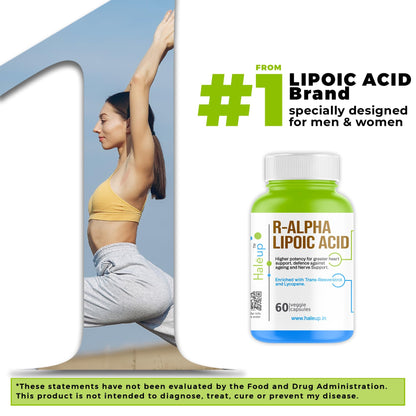Haleup Alpha Lipoic Acid, 300 mg II Enriched with Lycopene & Resveratrol (60 capsules) || Healthy Liver || Heart || Blood Sugar & Potent Antioxidant