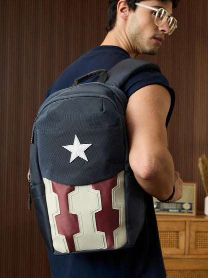 The Souled Store Captain America: The Shield Backpacks | Official Marvel Merchandise | Premium Water-Resistant Laptop Bag with Shield Graphic | Durable Urban Travel Rucksack for Men & Women