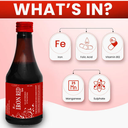 Knoll Healthcare Iron Red Syrup Iron With Multivitamin & Folic Acid Syrup Increase Red Blood Cells 200 Ml (Pack Of 1) - Liquid