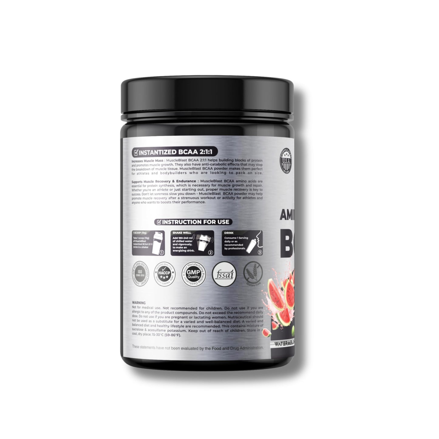 MUSCLE BLAST AMINO EXTREME BCAA | 7G BCAA per Serving | 3.5G L-Leucine | 1.7G L-Isoleucine | 1G Citrulline | Branched Chain Amino Acids for Muscle Recovery & Endurance | 30 Servings (Watermelon)
