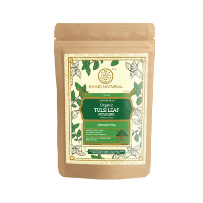 Khadi Natural Tulsi Leaf Organic Powder | Skin Clarifying & Hair Detox | Clears Acne, Revives Scalp | No Chemicals | For all skin types & hair types | 100 gm