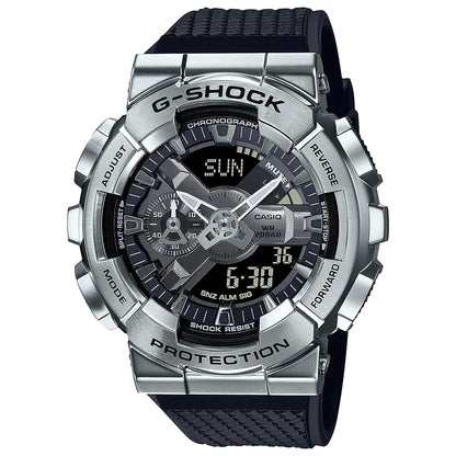 Casio G-Shock GM-110-1ADR Silver Analog-Digital Dial Black Resin Strap Men's Watch Shock And 200M Water Resistant G1051