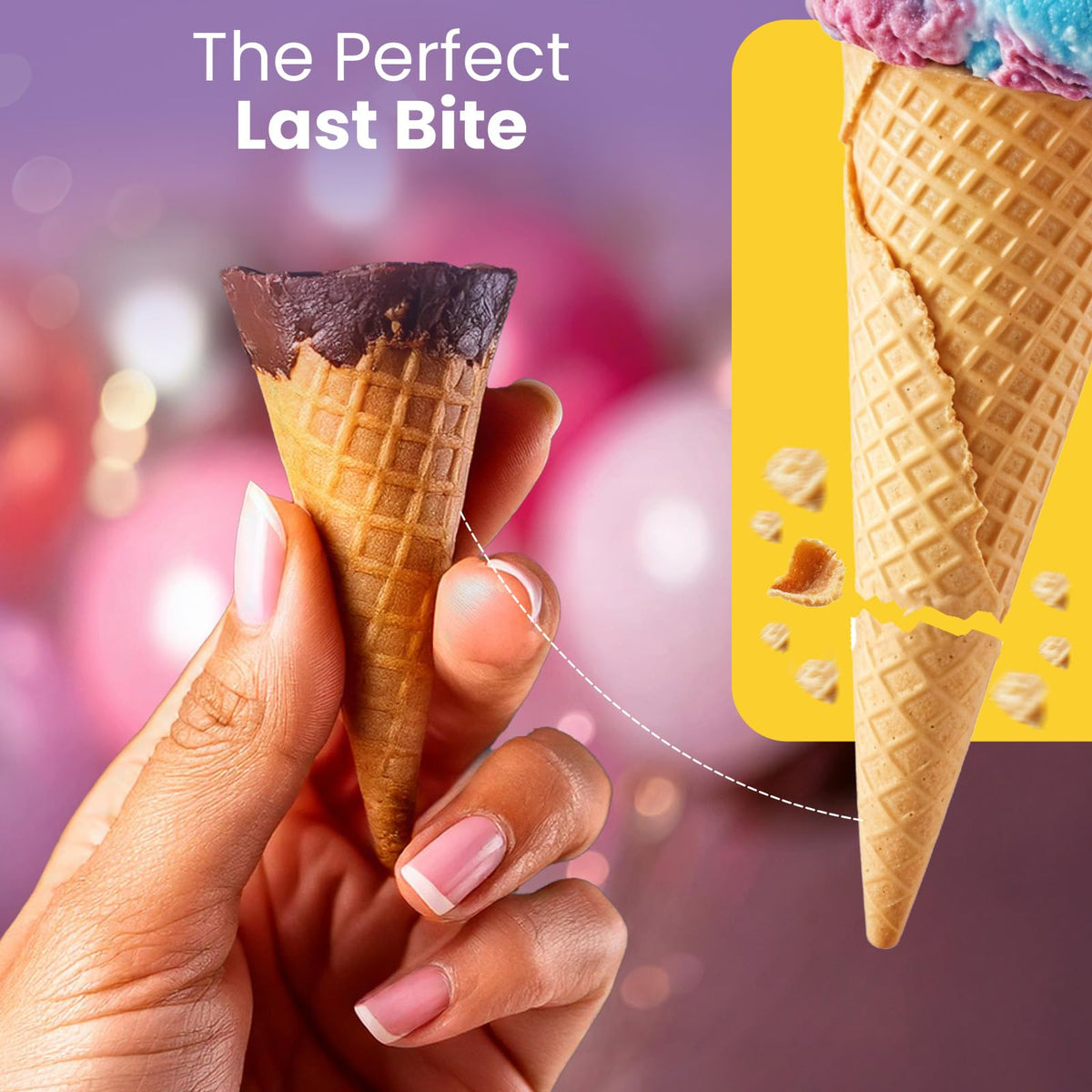 Pure Temptation Chocoblast Chocolate-Filled Waffle Cones [30 Pieces Chocolate Box] Snacks for Kids & Adults- Non-Meltable Gift Pack- Individually Wrapped Cone Bites- Roasted Almond