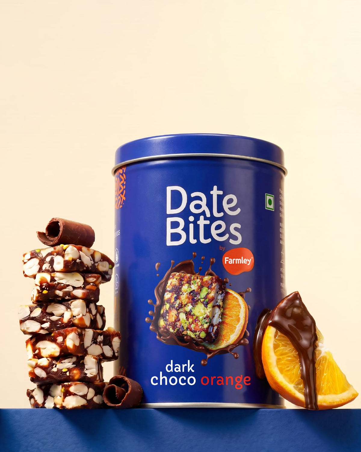 Farmley Dark Choco Orange Date Bites 200g I Dates Barfi Made with Dates,Cocoa Powder,Pista,Cashews,Almonds,Honey,Orange and Pure Ghee,Chocolate Flavoured Healthy Delicious Indian Sweets,No Added Sugar