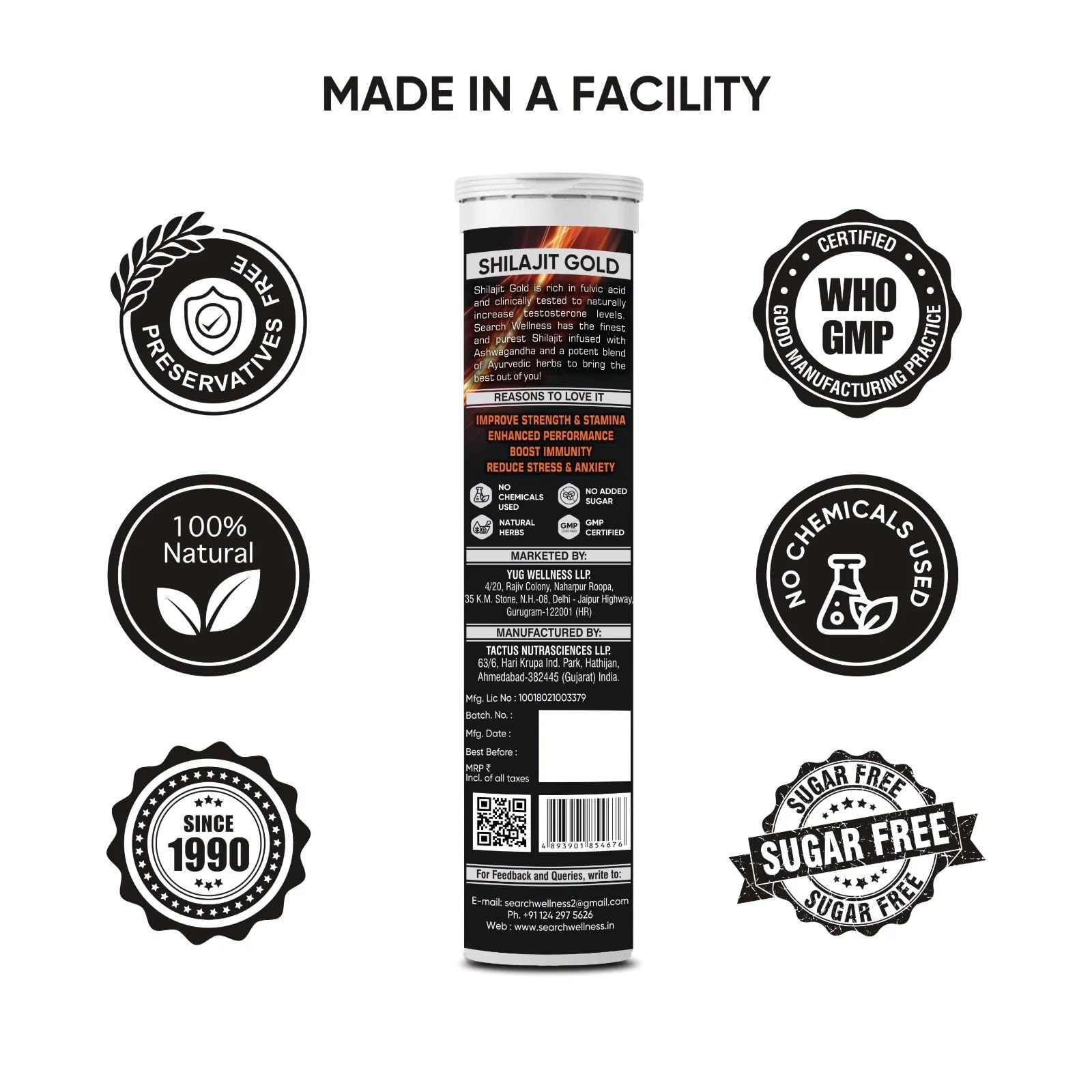 SEARCH WELLNESS Gold Effervescent 15 Tablets (Pack of 1) | Enriched Wit- image 2