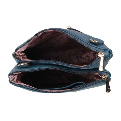 Mochi Blue Faux Leather Premium Zipper Casual Sling Bag For Women (66-7211)