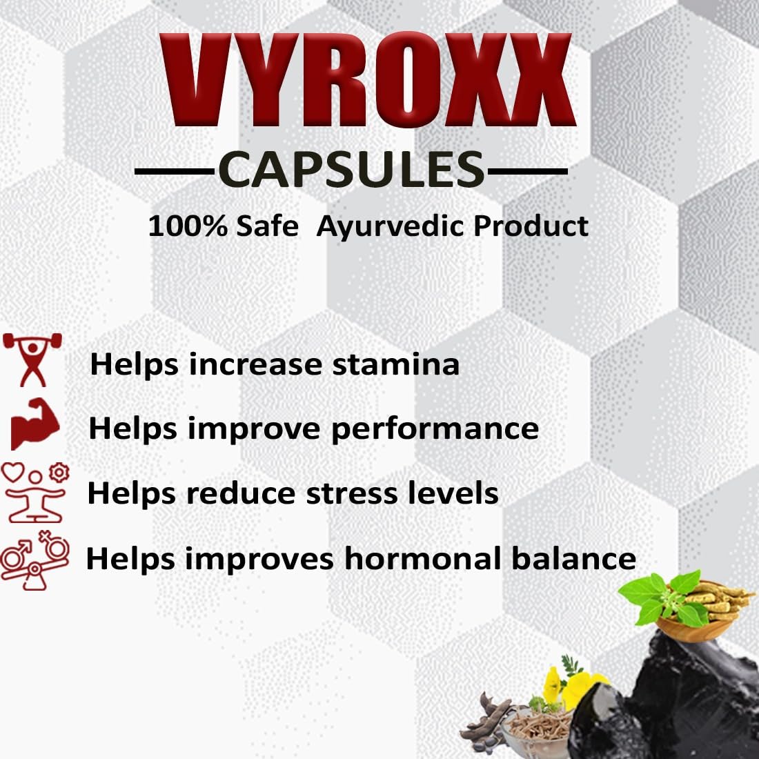 Vyroxx Ayurvedic for Shilajeet | Boost Performance | Power, Stamina, Strength | Power Healthy Supplement For Men | Lab Tested 30 (Pack of 3) Capsules