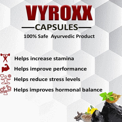 Vyroxx Ayurvedic for Shilajeet | Boost Performance | Power, Stamina, Strength | Power Healthy Supplement For Men | Lab Tested 30 (Pack of 3) Capsules