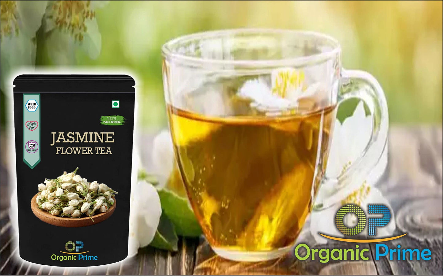 Organic Prime Jasmine Flower Tea for Slimming Body and Stress Relief - 100 GM by Organic Prime