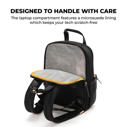 MOKOBARA Sundae Backpack | Fits 15 Inch Laptop, 20L Capacity, Scratch-Free Microsuede Lining | Water Resistant Soft Nylon Fabric, Vegan Leather Trims | Organized Travel | Money Moves, Black