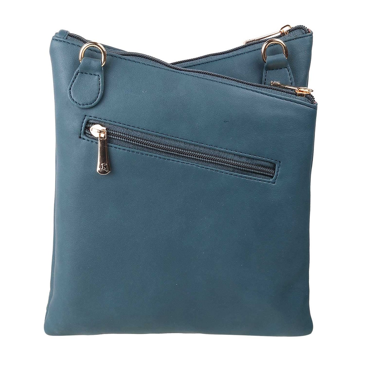 Mochi Blue Faux Leather Premium Zipper Casual Sling Bag For Women (66-7211)