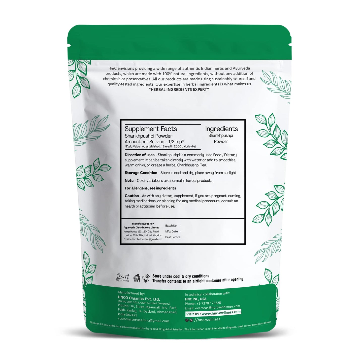 H&C Herbal Ingredients Expert Shankhpushpi Powder/Convolvulus pluricaul- image 2