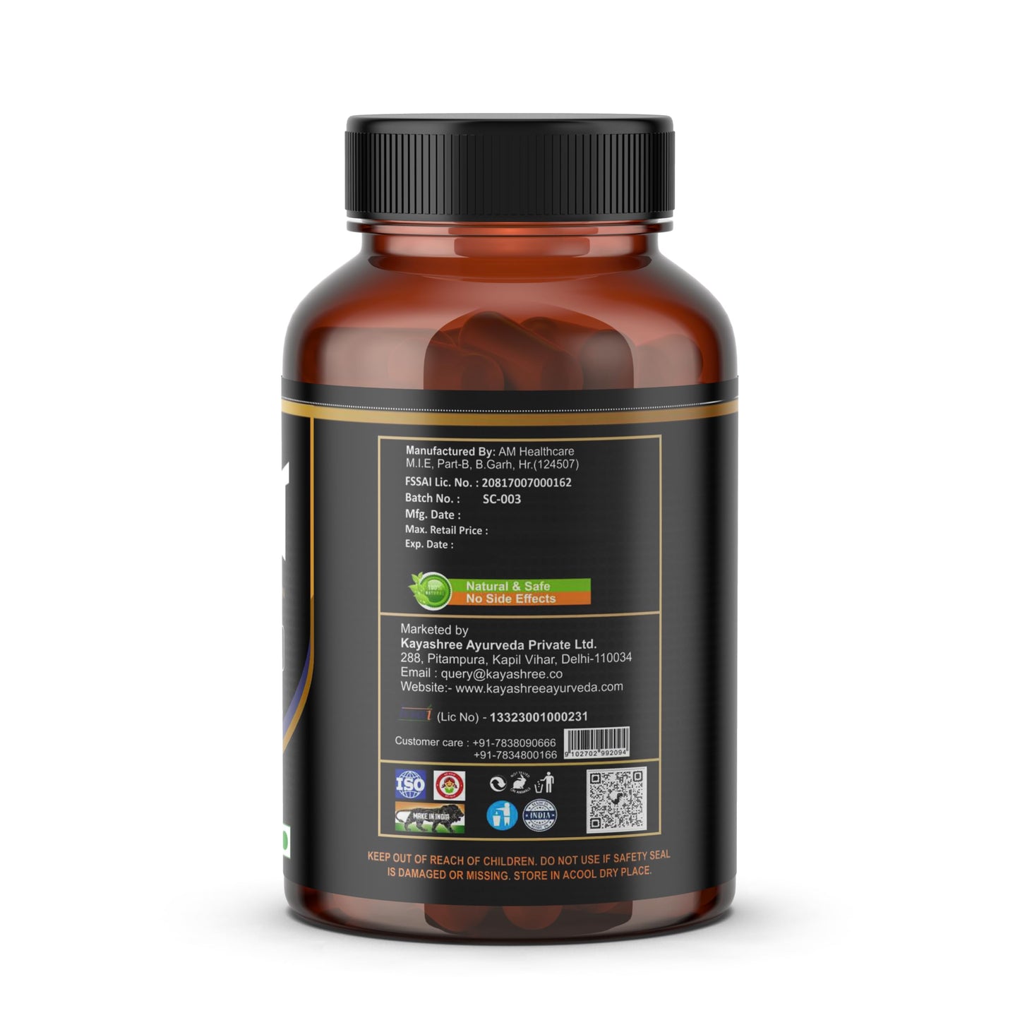 Kayashree Shilajit | 100% Pure Shilajit I 60 Capsules | Enhances Stamina, Energy, and Power | Supports Healthy Testosterone Levels