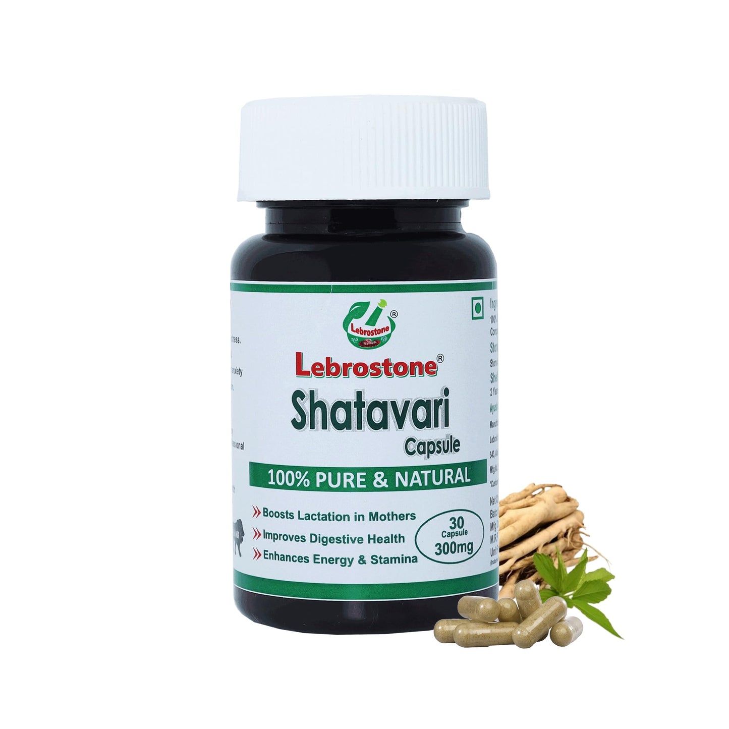 Lebrostone Shatavari Capsules | Support Women Wellness, Hormonal Balance & Vitality | Pure Shatavari Extract | Ayurvedic Health Supplement – 30 Capsules