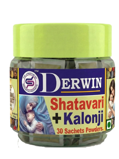 DERWIN Micronized Shatavari & Kolonji Powder | 100% Herbs & 0% Sugar | Others Brands 20% Shatavari + 80% Sugar | Ultra Fine Micronised Technology | Milk Booster for New Mothers | Female Tonic And Herbal Health Suppliment | Natural Lactation Supprt | Satav