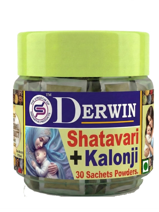 DERWIN Micronized Shatavari & Kolonji Powder | 100% Herbs & 0% Sugar | Others Brands 20% Shatavari + 80% Sugar | Ultra Fine Micronised Technology | Milk Booster for New Mothers | Female Tonic And Herbal Health Suppliment | Natural Lactation Supprt | Satav