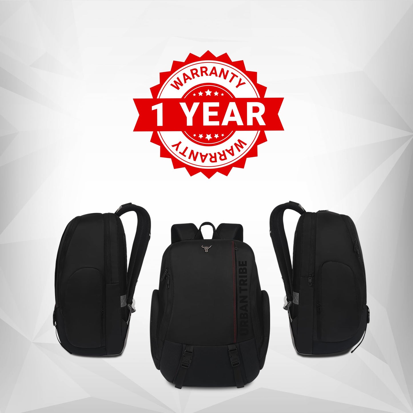 URBAN TRIBE Gamzo 35L Gamers Laptop Backpack for every Genz Z | USB-C Charging | Fits 15.6 Inch Laptop | RGB-Ready Gaming Backpack | Anti-Theft, RFID Safe, Shockproof, Weather-Resistant | Black