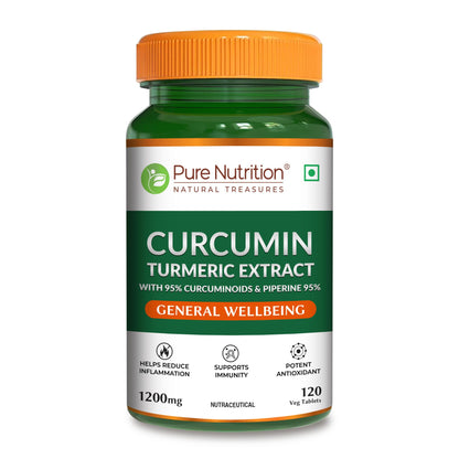 Pure Nutrition Curcumin Supplements with Piperine - 120 Tablets | Turmeric Supplement for Joint, Immune & Inflammation Support | Curcumin Tablets for Daily Wellness | Anti Inflammation Supplements