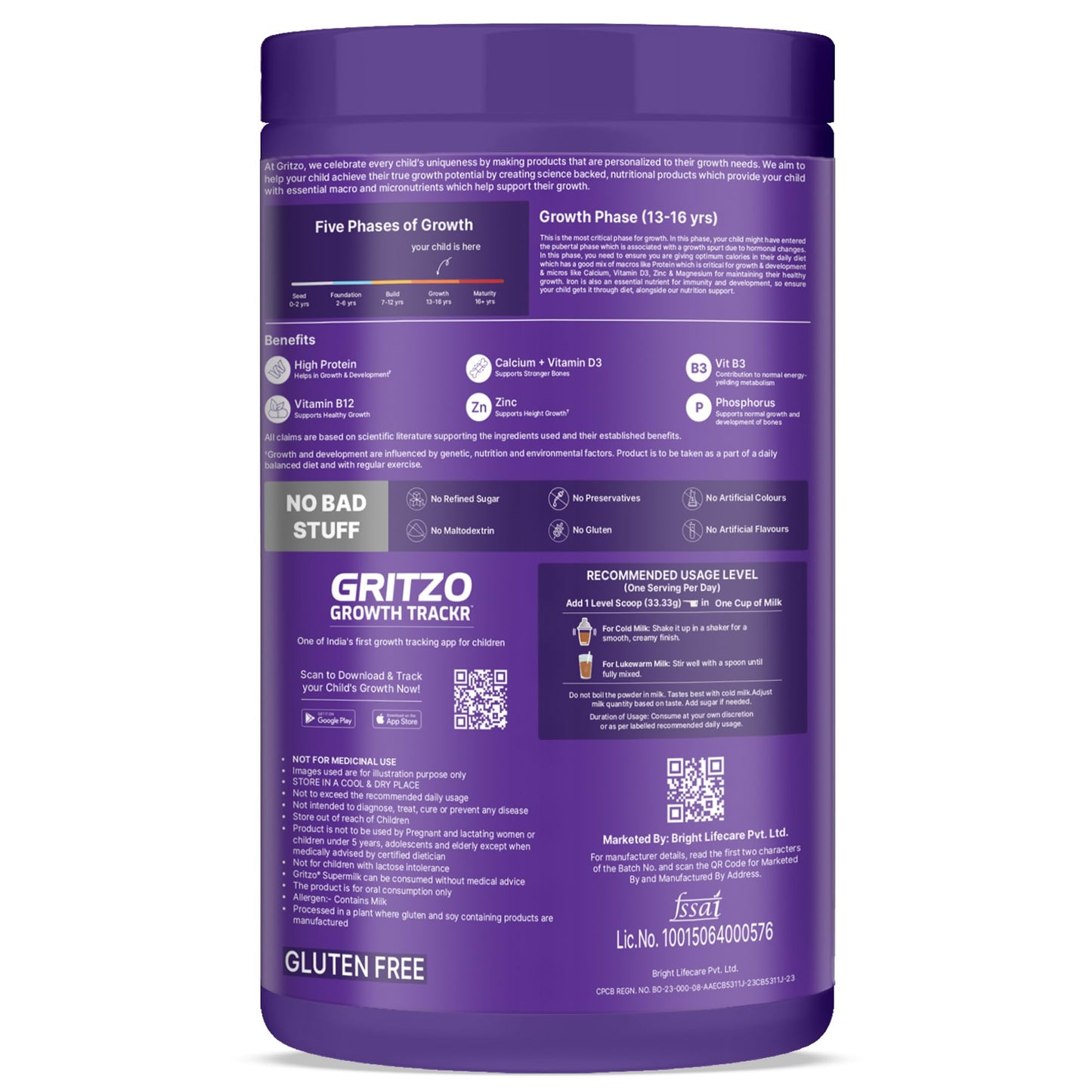Gritzo SuperMilk Athlete Black Panther (13+y Boy & Girl), 17g Protein Powder (Cafe Mocha, 400g) | No Refined Sugars, 20 Vitamins & Minerals