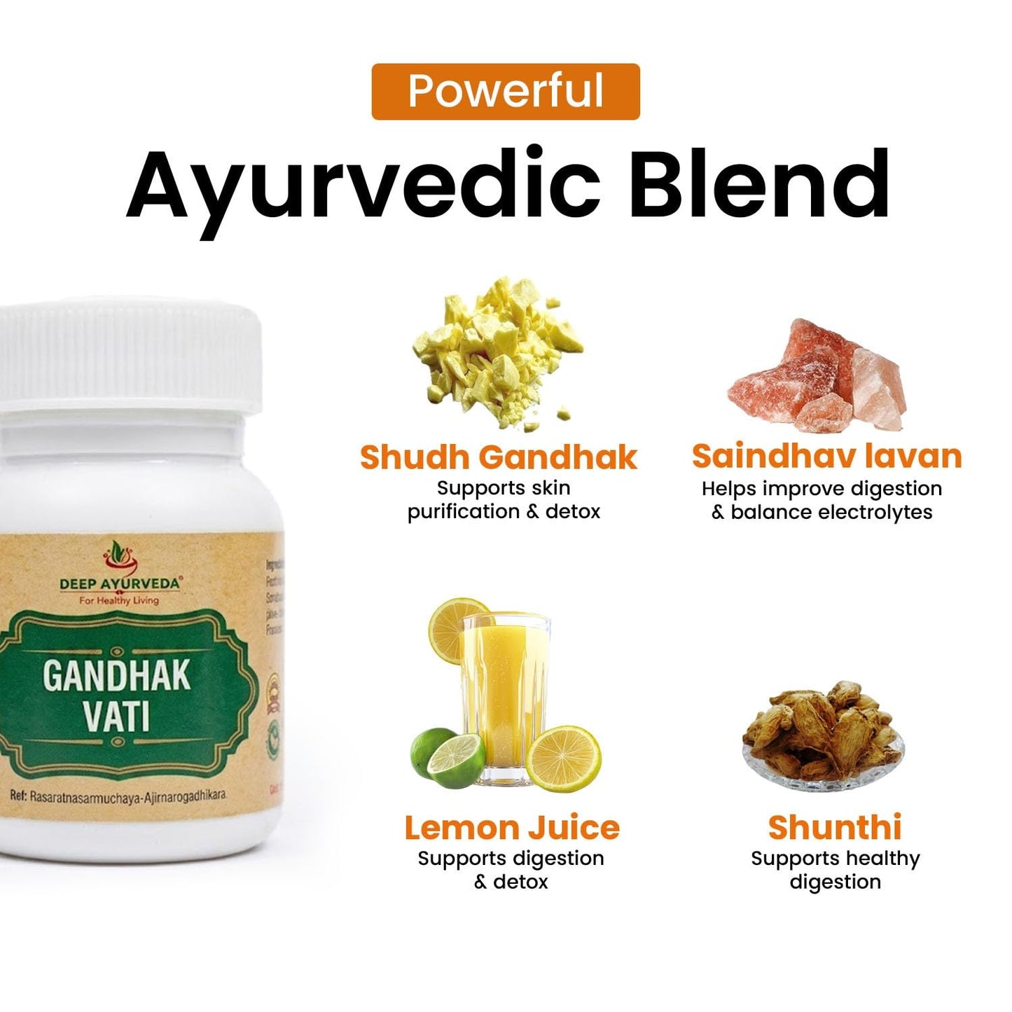 Gandhak Vati | Ayurvedic Herbal Supplement for Skin Wellness, Detox Support & Digestive Health | Supports Natural Immunity & Overall Wellness | 40 Tablets