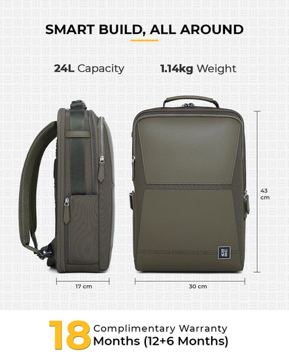 EUME Premium 15.6 in Laptop bags for Men & Women Office Use | Stylish Backpack Bag | Spacious Backpack for Travelling | 24L Omega Olive Green