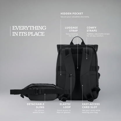Verage Roll Top Laptop Backpack Waterproof PU Lather Travel Backpack Expandable Work Carry On Backpack for Men Women, Blue, One Size, Classic