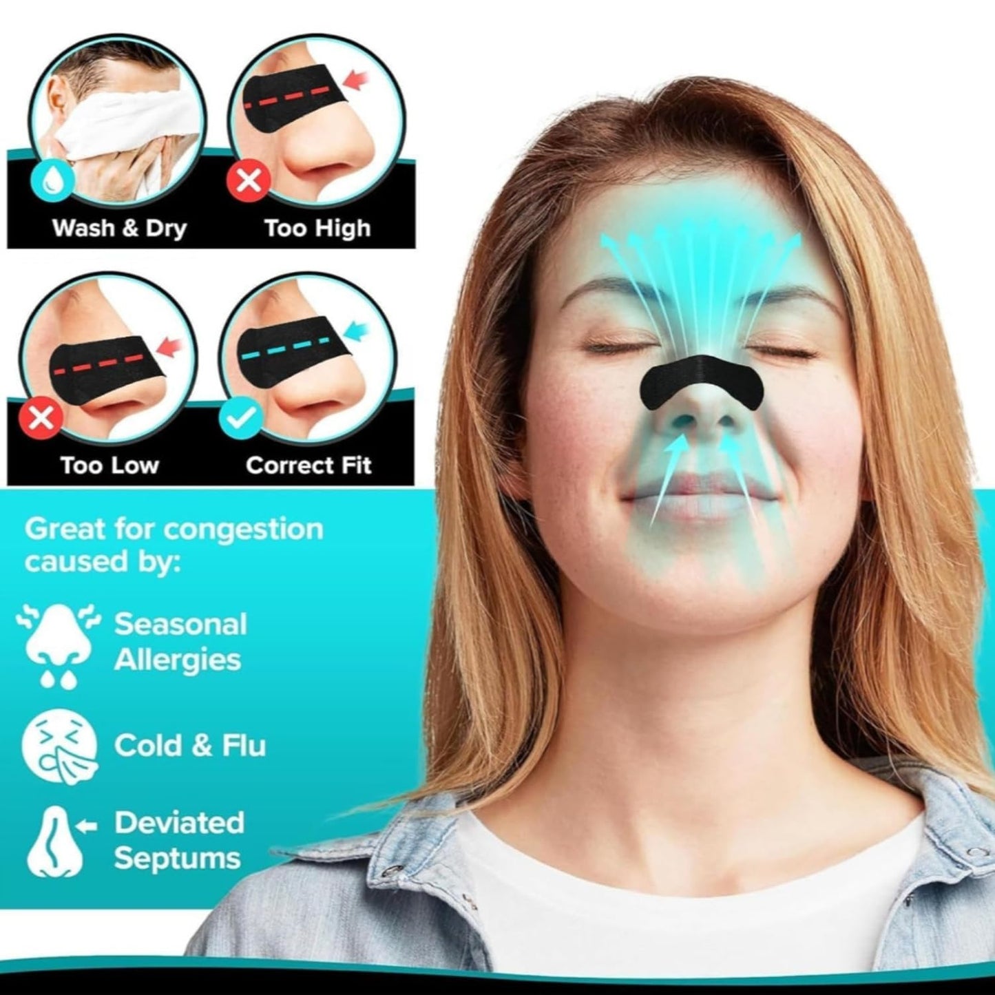 KESESU Nose Strips for Breathing – Flexible Nasal Strip Comfortable Fit, Secure Hold, Non-Slip Adhesive Tape, Sport and Sleep Strips,Nasal Expander (30 Count)