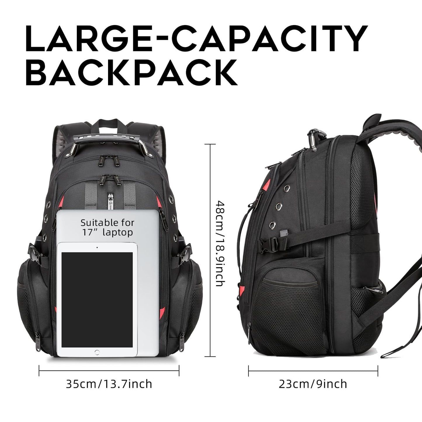 BANGE Backpack with USB Charging Port (1901_Black)- image 4