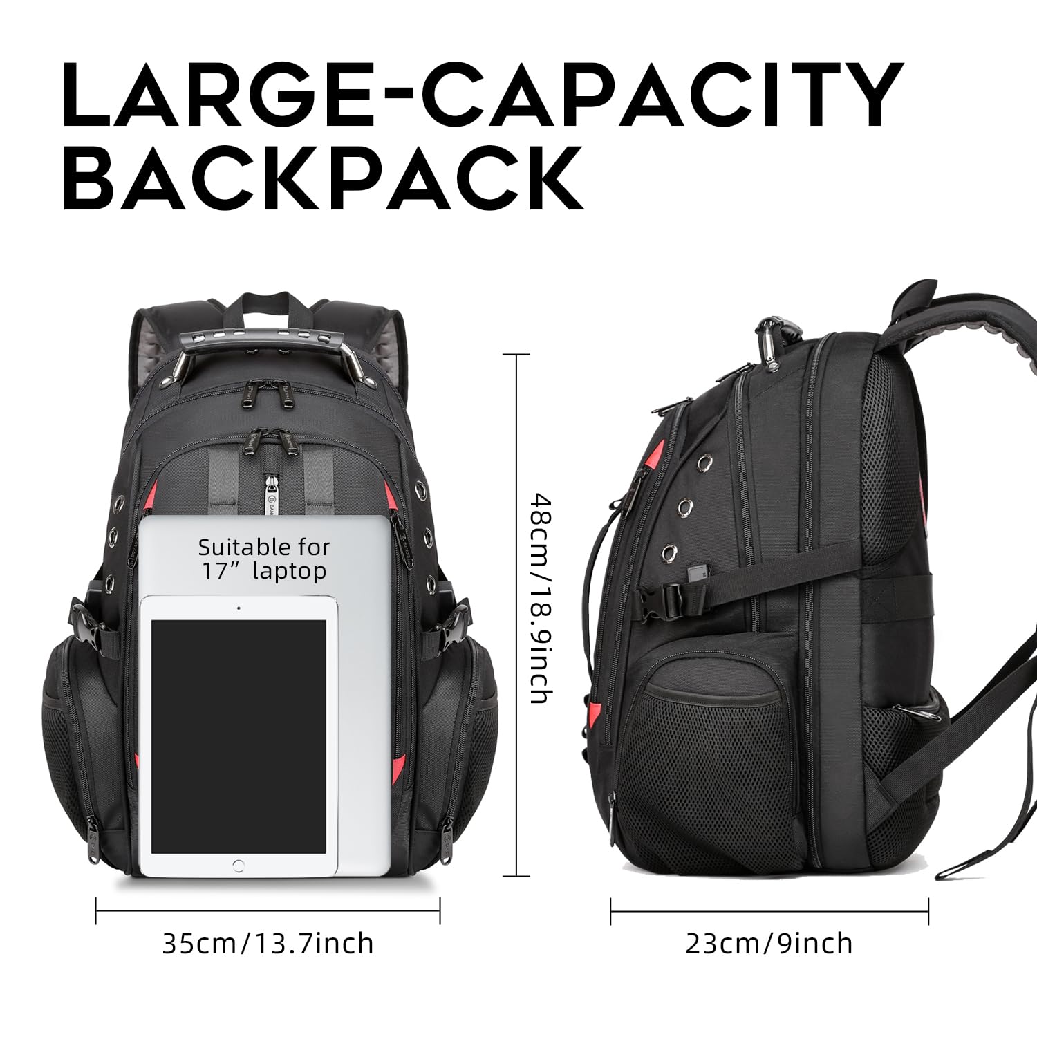 BANGE Backpack with USB Charging Port (1901_Black)- image 4