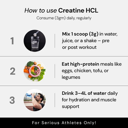 Chamberofgods Creatine Hcl | 40X Higher Absorption than Monohydrate | 100% Pure Unflavoured- 33 Servings