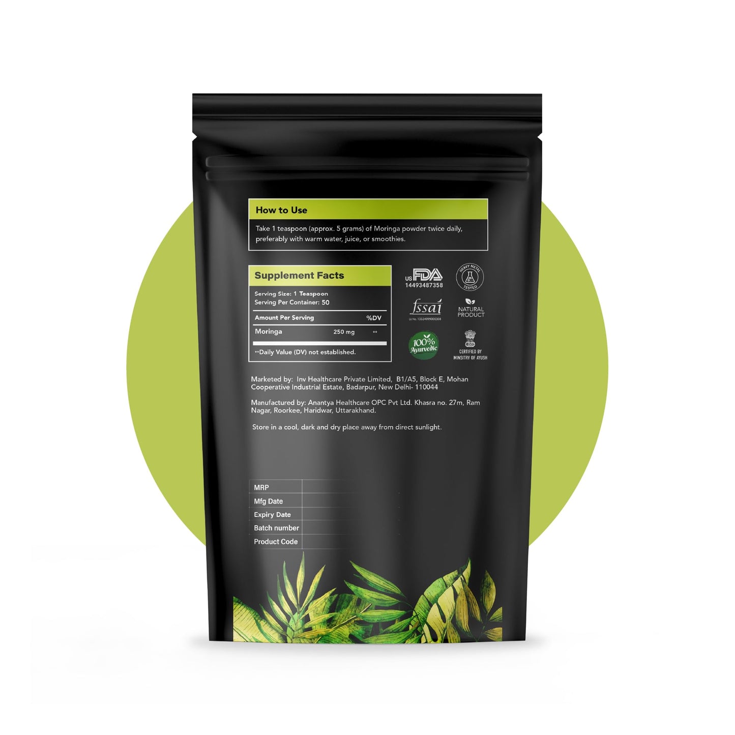 Sukham Organic Moringa (Drumstick) Leaves Powder | 250 g | 50 Servings | Natural Multi-vitamin | Good for Hair, Skin & Gut | Superfood rich with calcium, iron & magnesium | For Men & Women