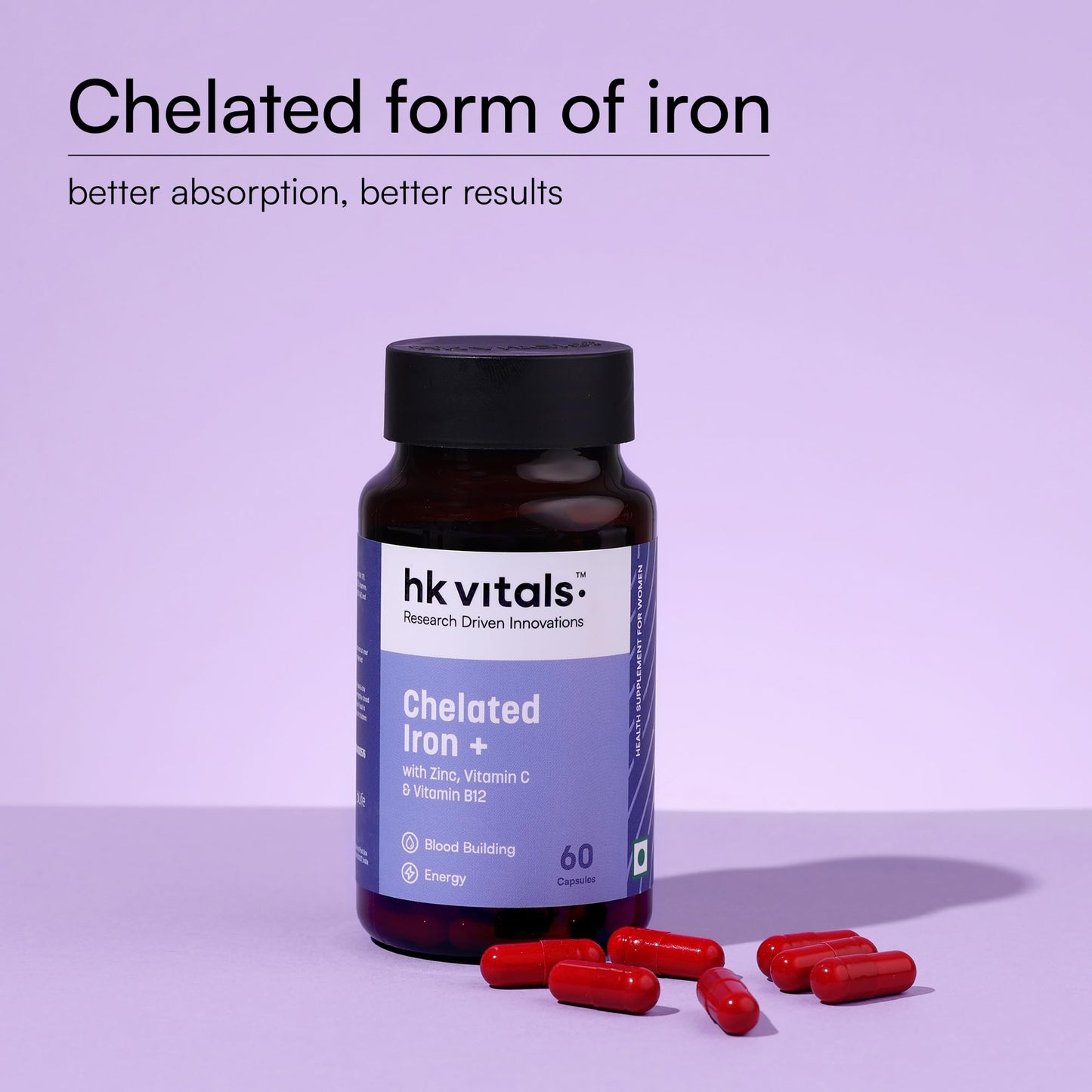 hk vitals 100% Magnesium Glycinate (1880mg) 120 Tablets | For Better Sleep Quality & Muscle Recovery with Chelated Iron + Supplement (60 Capsules)