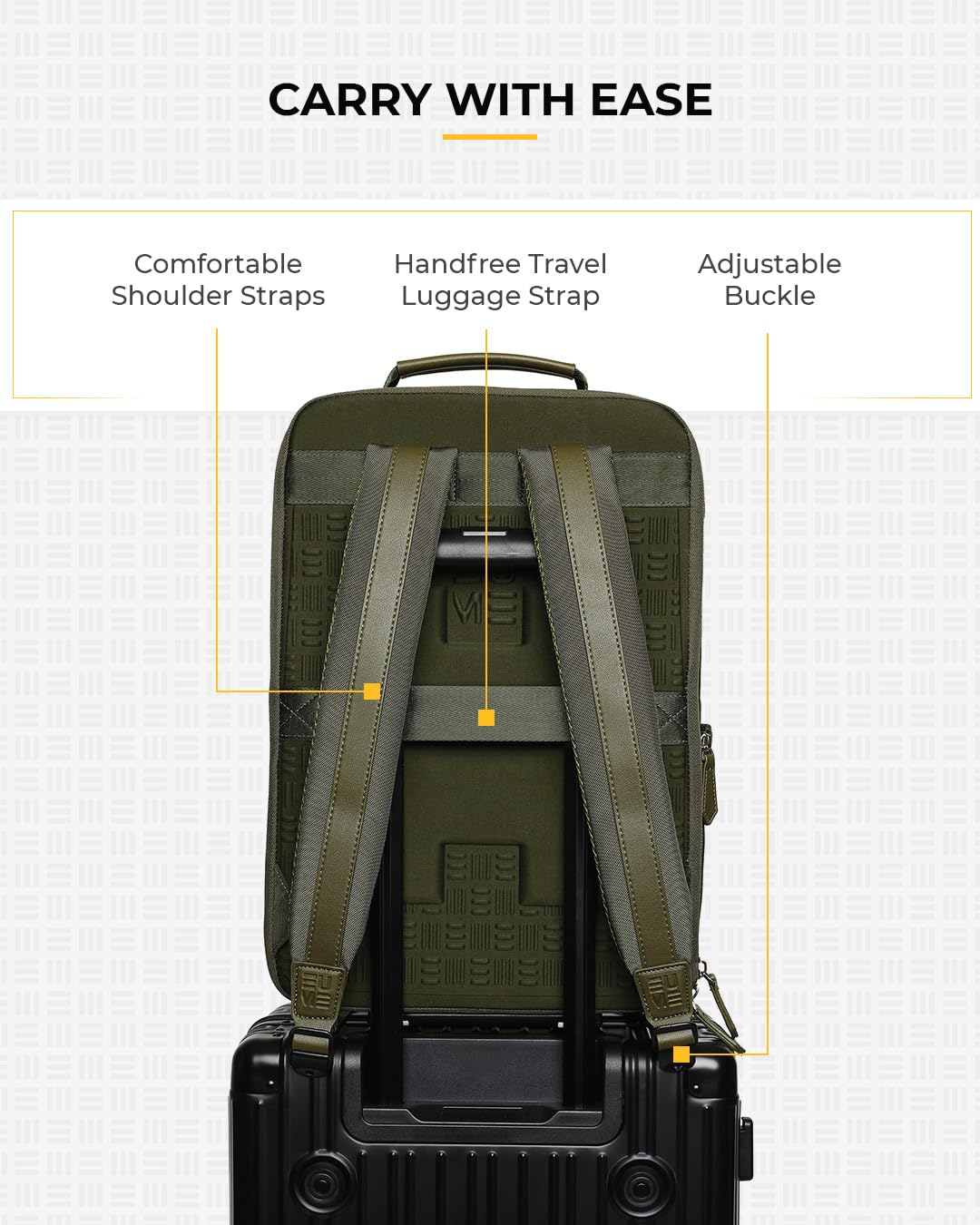 EUME Premium 15.6 in Laptop bags for Men & Women Office Use | Stylish Backpack Bag | Spacious Backpack for Travelling | 24L Omega Olive Green