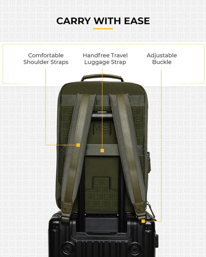 EUME Premium 15.6 in Laptop bags for Men & Women Office Use | Stylish Backpack Bag | Spacious Backpack for Travelling | 24L Omega Olive Green